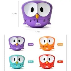 Timer Temporizadores,Timer Cocina Con Forma De Buho Retro Reloj Temporizador A Cuerda