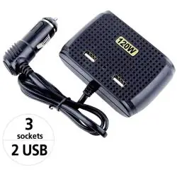 Otros,Adaptador Splitter Hub De Encendedor De Auto + Puerto Usb - Cable 120w