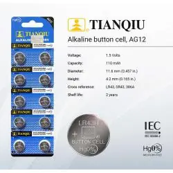 Pilas y Baterias,10X Set Pila Ag12 Boton Lr43 Lr186 Reloj Linterna