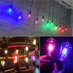 Iluminación de Fiestas,Ampolleta Vintage Luz Led Colores Fiesta Retro Decoracion - Azul