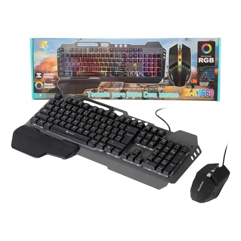 Kit Teclado + Mouse,Set Mouse Teclado Alambrico Cable Usb Gamer Rgb Pc Notebook - KT660