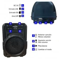 Parlante Portátil,Mini Parlante Radio Bluetooth Luz Rgb Led Portatil Recargable - GTS1346