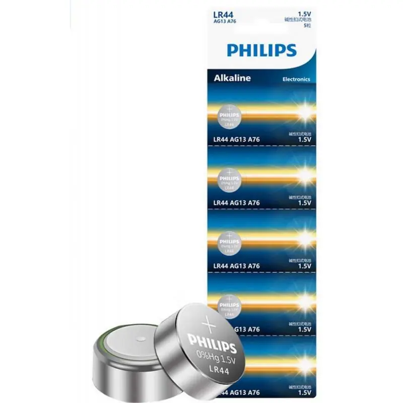 Pilas y Baterias,5x Pila Bateria Tira Lr44 Ag13 A76 Reloj Calculadora Juego - PHILIPS