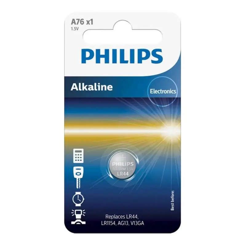 Pilas y Baterias,Pila Bateria Lr44 Ag13 A76 Reloj Calculadora Juego Control - PHILIPS