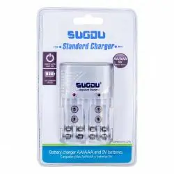 Cargadores de Pilas (Con y sin Pilas),Cargador De Pilas Recargables Aa Aaa Y Baterias De 9v - Sogdu