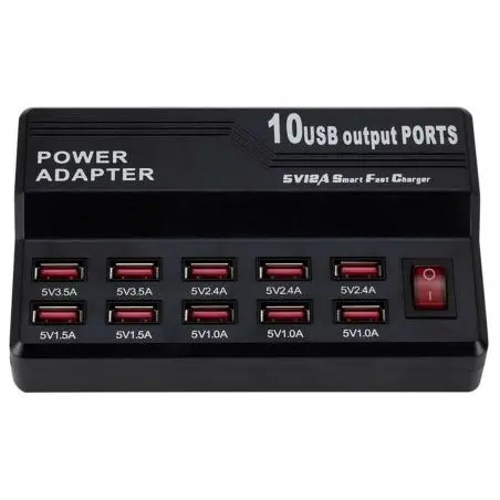 Cargador de Celular y Baterías,Cargador 10 Puertos Usb Carga Adaptador Usb Corriente