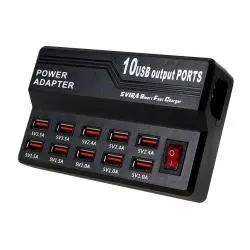Cargador de Celular y Baterías,Cargador 10 Puertos Usb Carga Adaptador Usb Corriente