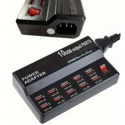 Cargador de Celular y Baterías,Cargador 10 Puertos Usb Carga Adaptador Usb Corriente