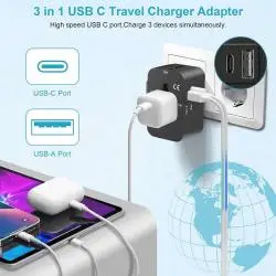 Interruptores y Enchufes,Adaptador Enchufe Universal De Viaje Usb Tipo C Corriente