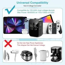Interruptores y Enchufes,Adaptador Enchufe Universal De Viaje Usb Tipo C Corriente
