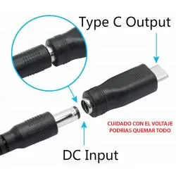 Adaptadores y Cables,Adaptador Carga Tipo C Macho Plug Poder 5.5 x 2.1 y 2.5 mm