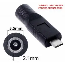 Adaptadores y Cables,Adaptador Carga Tipo C Macho Plug Poder 5.5 x 2.1 y 2.5 mm