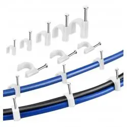 Otros,25X Grampa Grapa Clavo Para Cable De Red Cat6 Coaxial Pinza - BLANCO