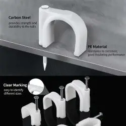 Otros,25X Grampa Grapa Clavo Para Cable De Red Cat6 Coaxial Pinza - BLANCO