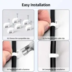 Otros,25X Grampa Grapa Clavo Para Cable De Red Cat6 Coaxial Pinza - BLANCO