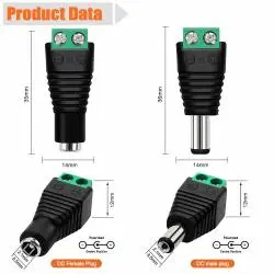 Interruptores y Enchufes,Conector Terminal Poder 5.5x2.1mm Jack Camaras Tiras Led - Hembra