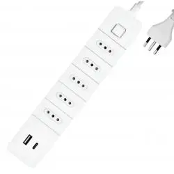 Alargador y Zapatillas electricas,Alargador Extension De Corriente 1,5 Metros Usb y Usb Tipo C - 5 TOMAS