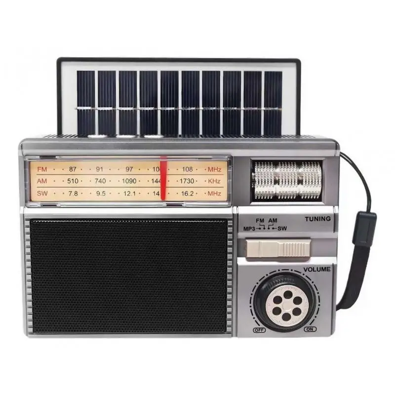 Parlante Portátil,Radio Vintage Recargable Solar Bluetooth USB FM AM Radio AUX - Md-979s