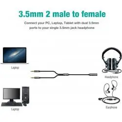 Cable Adaptador Audio Microfono A Jack 3.5 Mm Hembra Splitter - Cordon