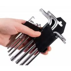 Herramientas Manuales,Set Herramienta De Llaves Punta Estrella Torx Hexagonal 9pcs - T009