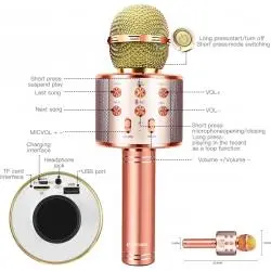 Micrófono Karaoke y Accesorios,Microfono Parlante Bluetooth Recargable Inalambrico Karaoke - Ws858