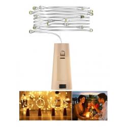 Cintas y Tiras LED,3x Tira Led Maqueta Luz Arroz Corcho Botella Alambre A Pilas - CALIDA