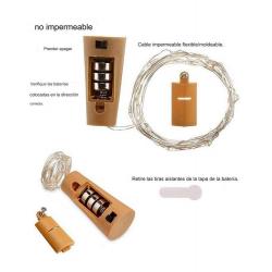 Cintas y Tiras LED,3x Tira Led Maqueta Luz Arroz Corcho Botella Alambre A Pilas - CALIDA