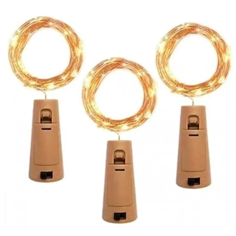 Cintas y Tiras LED,3x Tira Led Maqueta Luz Arroz Corcho Botella Alambre A Pilas - CALIDA