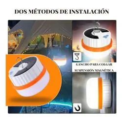 Linternas y Luz Emergencia,Linterna Camping Lampara Solar Recargable Usb Tipo C Plegable Iman