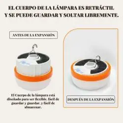 Linternas y Luz Emergencia,Linterna Camping Lampara Solar Recargable Usb Tipo C Plegable Iman