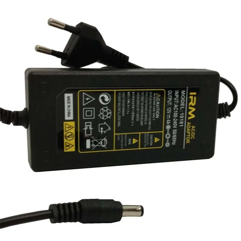 Cargador de Parlantes y Otros,Tranformador 12v 5a Pta 5.5*2.5m Camara Seguridad Monitor - CABLE FIJO