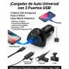 Cargador para Automóvil,Cargador Celular Auto 3 Puerto Usb Carga Rapida Linterna Gps