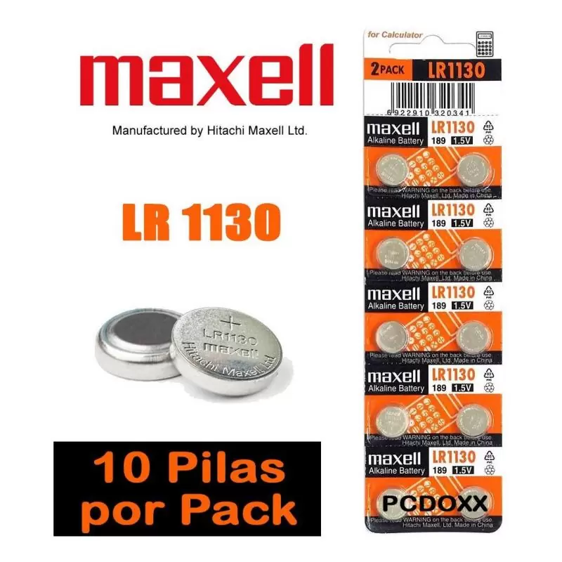 Pilas y Baterias,Pack 10 Pilas Boton Lr1130 Ag10 Cx1130 Sr1130 Lr54 389 390