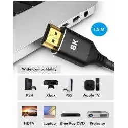 Adaptadores y Cables,Cable Para Hdmi 1.5 Mtrs 8k Full Hd 2.1 Smar Tv Led Ps3 Xbox