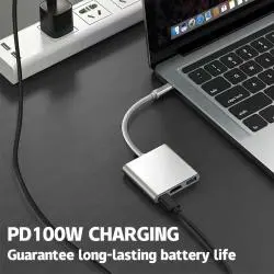 Hub USB,Adaptador USB Tipo C Macho a Hdmi con USB y Tipo C Hembra