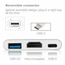 Hub USB,Adaptador USB Tipo C Macho a Hdmi con USB y Tipo C Hembra