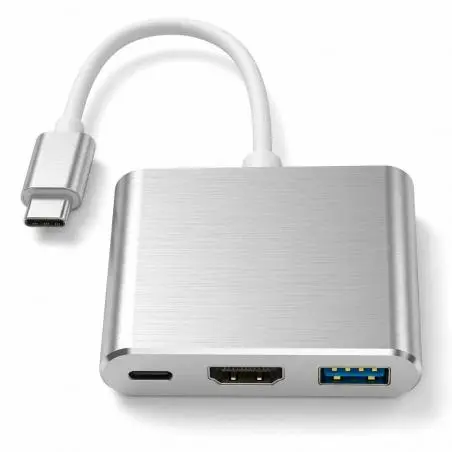 Hub USB,Adaptador USB Tipo C Macho a Hdmi con USB y Tipo C Hembra