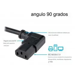 Cables de Poder,Cable Poder PC Impresora Tv Monitor Conector L Angulo 90 C13