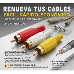 3X Set De Conectores RCA Audio Video Macho Repuesto Para Armar