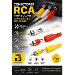 3X Set De Conectores RCA Audio Video Macho Repuesto Para Armar