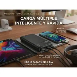 Power Bank Batería Portátil,Cargador Portatil Power Bank Usb Bateria Recargable 10000mah - WISDEMOUP CDB-02