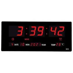 Relojes,Reloj Digital Luz Led Pared Mural Iluminado Numeros Rojos - 3615