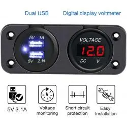 Otros,Cargador Adaptador Usb Tester Bateria Voltimetro Auto Camion - 8697
