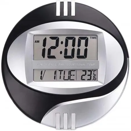 Relojes,Reloj Digital De Pared Y Escritorio Pilas Fecha Temperatura - 3885N