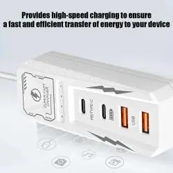 Cargador de Celular y Baterías,Cargador De Pared Usb Hub Tipo C 4 Puertos Carga Adaptador