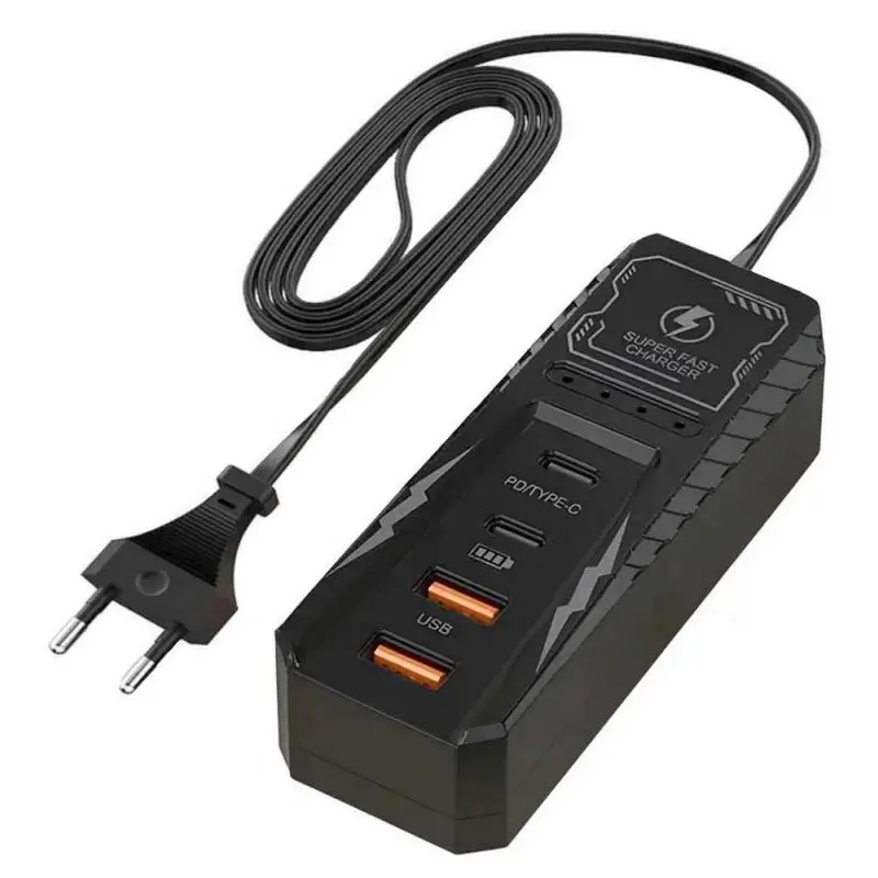 Cargador de Celular y Baterías,Cargador De Pared Usb Hub Tipo C 4 Puertos Carga Adaptador