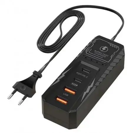Cargador de Celular y Baterías,Cargador De Pared Usb Hub Tipo C 4 Puertos Carga Adaptador