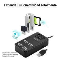 Hub USB,Hub Usb 2.0 Alta Velocidad 4 Puertos 480 Mbps Con Switch 1tb - P-1601