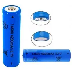 Pilas y Baterias,2x Pack Pila Recargable 14500 3.7v Aa Laser Radio Linterna