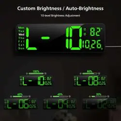 Relojes,Cronometro Temporizador Reloj Mural Luz Led Control Remoto - 6626x